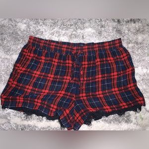 Plaid pajama shorts